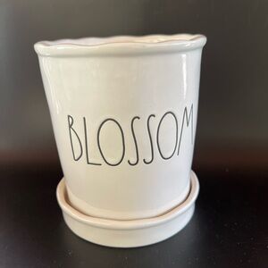 White Ceramic Planter with Saucer